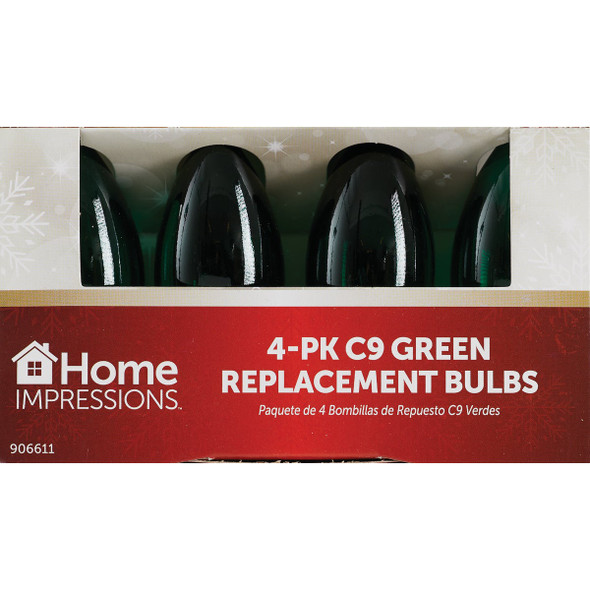 Home Impressions C9 Green Transparent 125V Replacement Light Bulb (4-Pack)