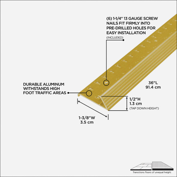 M-D Building Products Satin Brass 1-3/8 In. x 3 Ft. Aluminum Carpet Gripper M-D Building Products Satin Brass 1-3/8 In. x 3 Ft. Aluminum Carpet Gripper
