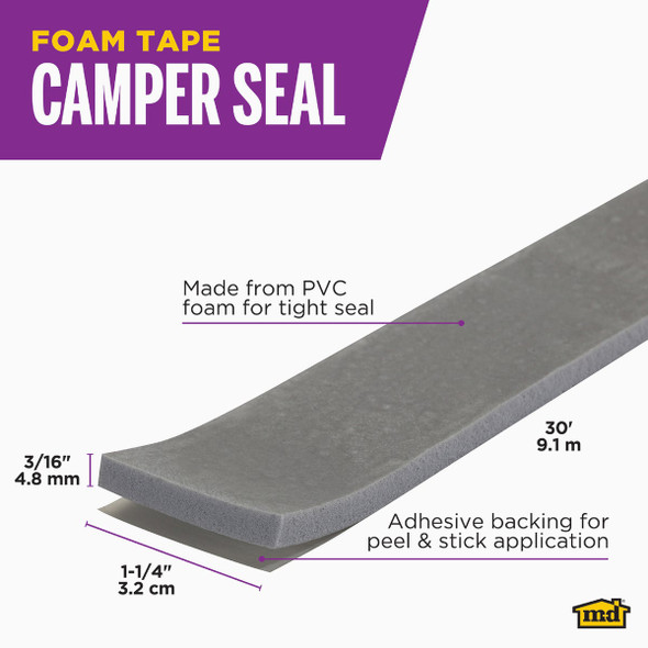 M-D Building Products 30 Ft. Gray Foam Tape Camper Seal for Camper Shells 02352 271187