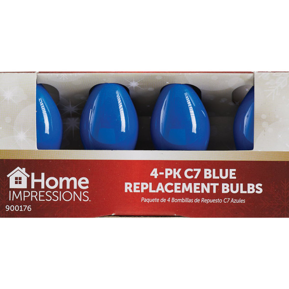 Home Impressions C7 Blue Ceramic 125V Replacement Light Bulb (4-Pack)