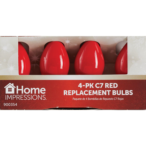Home Impressions C7 Red Ceramic 125V Replacement Light Bulb (4-Pack)