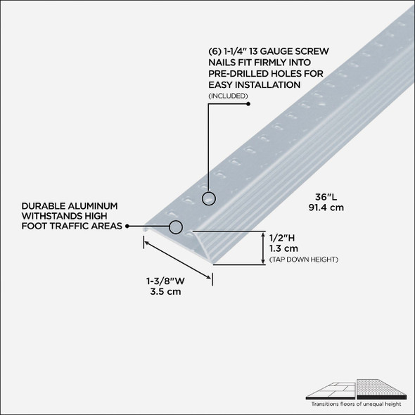 M-D Building Products Silver 1-3/8 In. x 3 Ft. Aluminum Carpet Gripper