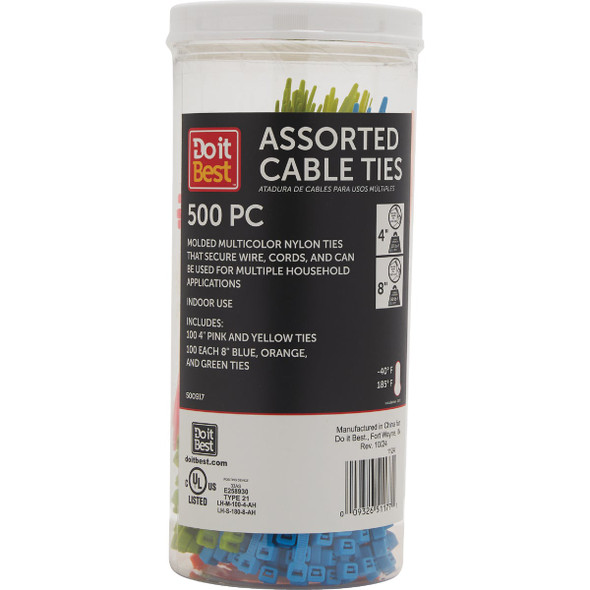 Do it Best Self-Locking Nylon Cable Tie Assortment (500-Piece) ZMX-BD01