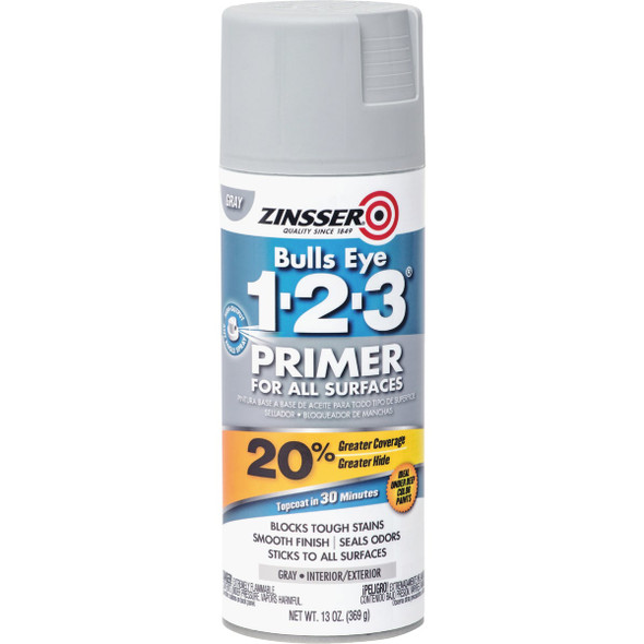 Zinsser Bulls Eye 1-2-3 13 Oz. Primer Spray, Gray 290971 771797