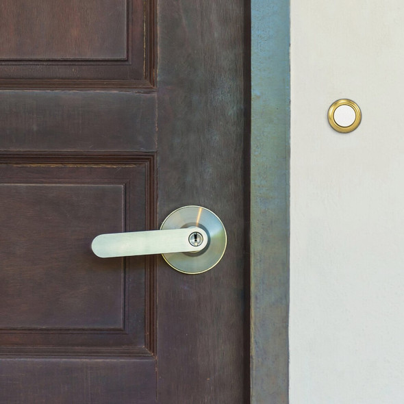 Heath Zenith Wired Gold Round LED Lighted Doorbell Push-Button 18000129 517943