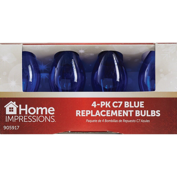 Home Impressions C7 Blue Transparent 125V Replacement Light Bulb (4-Pack) 905917 905917