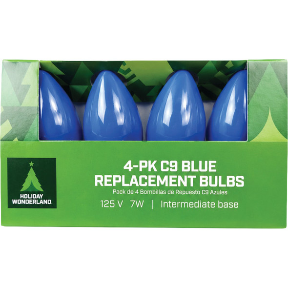 Holiday Wonderland C9 Blue Ceramic 125V Replacement Light Bulb (4-Pack) 900826 900826