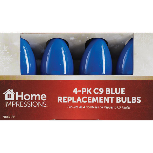 Home Impressions C9 Blue Ceramic 125V Replacement Light Bulb (4-Pack)