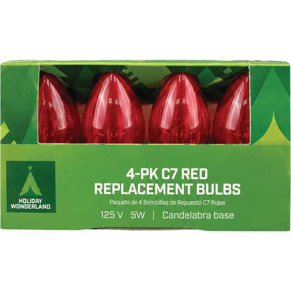 Home Impressions C7 Red Transparent 125V Replacement Light Bulb (4-Pack) 906565 906565