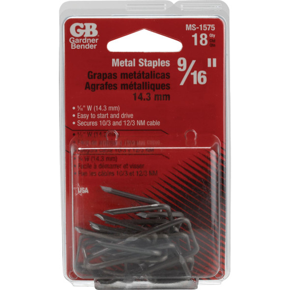 Gardner Bender 9-16 In. x 15-16 In. Carbon Steel Cable Staple (18-Count) MS-1575T 530387
