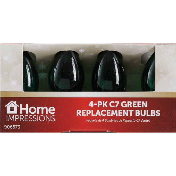 Home Impressions C7 Green Transparent 125V Replacement Light Bulb (4-Pack)