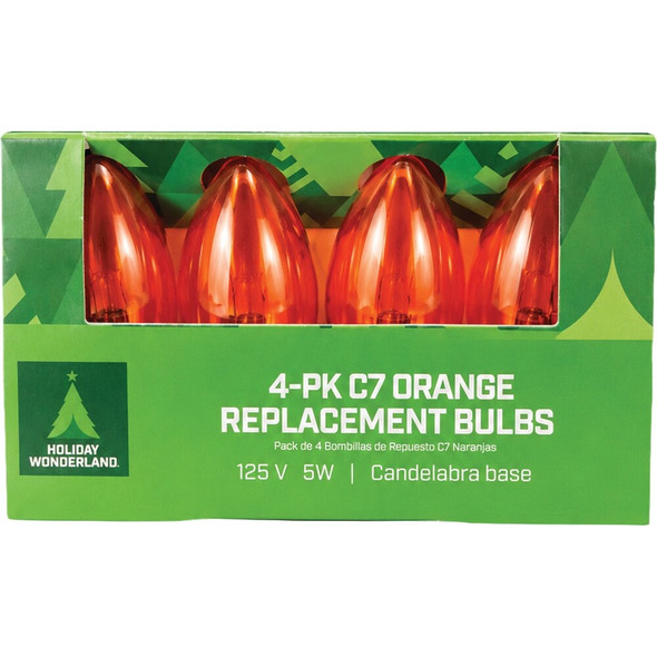 Home Impressions C7 Orange Transparent 125V Replacement Light Bulb (4-Pack) 905220 905220