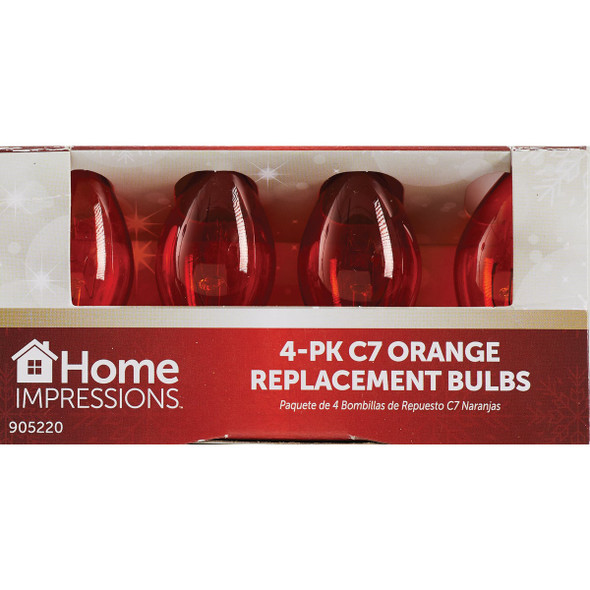 Home Impressions C7 Orange Transparent 125V Replacement Light Bulb (4-Pack)