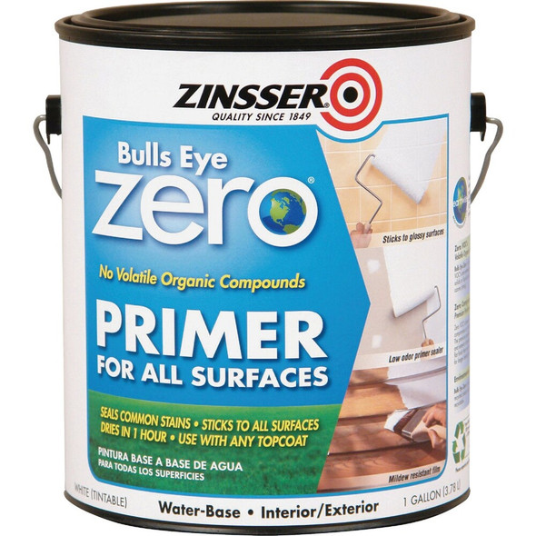 Zinsser Bulls Eye Zero VOC Interior-Exterior Primer, White, 1 Gal. 249020 790412