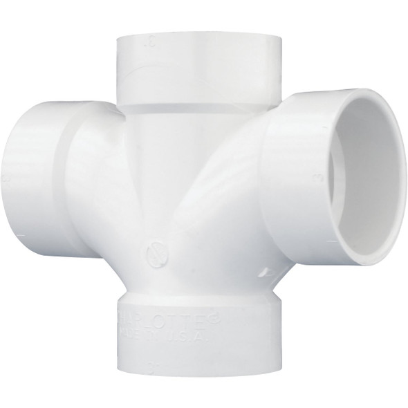 Charlotte Pipe 3 In. Double Sanitary DWV PVC Tee PVC 00428  1000HA