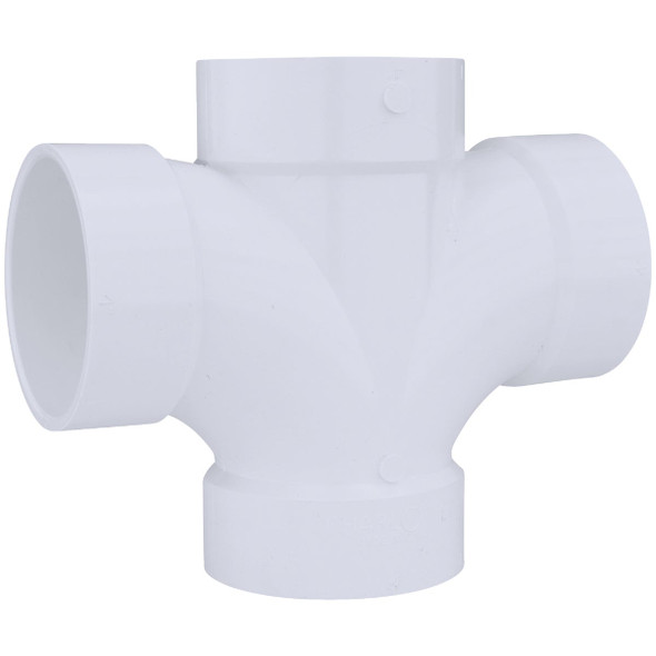 Charlotte Pipe 4 In. Double Sanitary DWV PVC Tee PVC 00428  1200HA