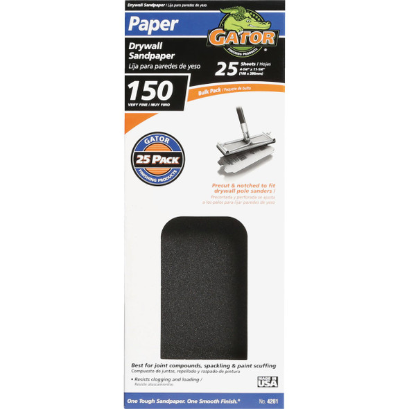 Gator Blade 150 Grit 4-1/4 In. x 11-1/4 In. Drywall Sandpaper (25-Pack) 4261