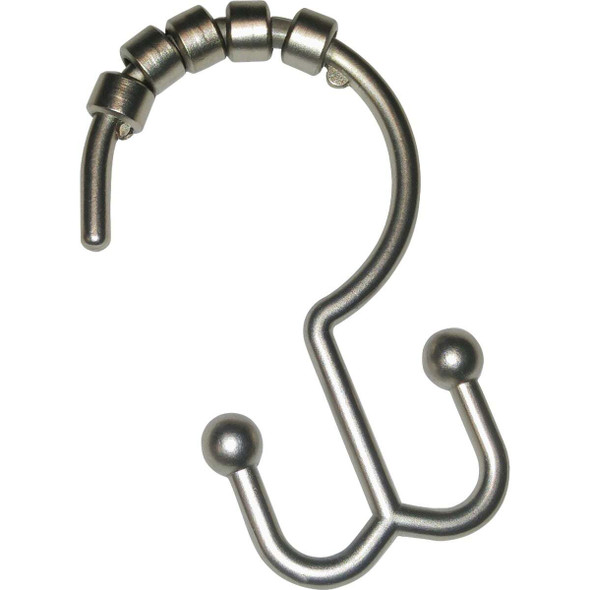 Zenith Zenna Home Brushed Nickel Double Roller Shower Curtain Hook (12 Count)