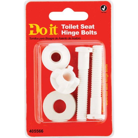 Do it 2-1-2" x 3-8" White Non-Rusting Plastic Toilet Seat Hinge Bolt 064040 405566