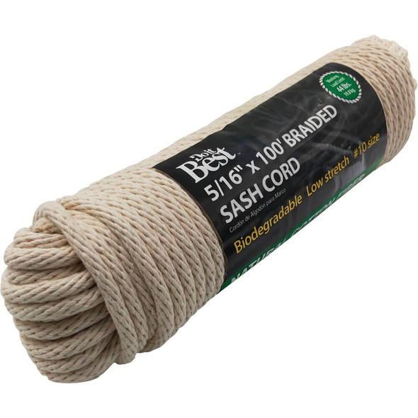 Do it Best 5-16 In. x 100 Ft. White Solid Braided Cotton Sash Cord 218865 218865
