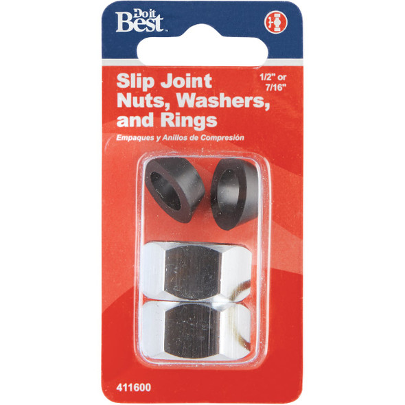 Do it Best 1/2 In. x 7/16 In. Slip-Joint Nut Set