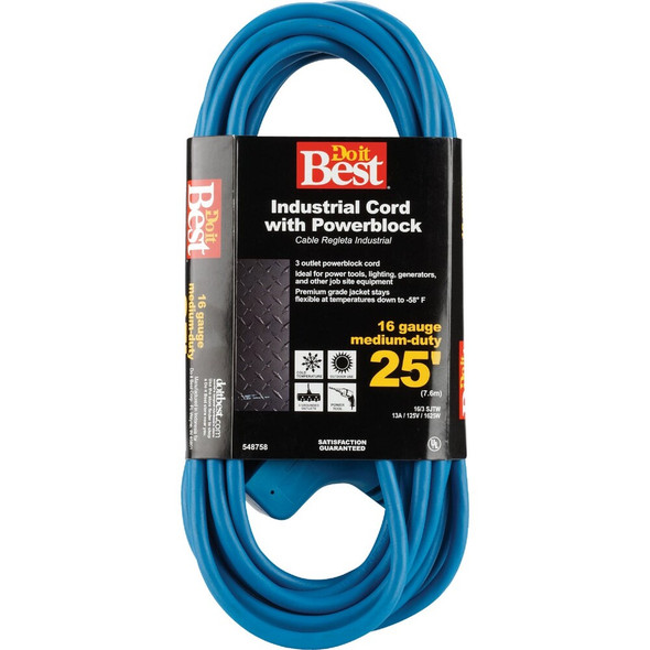 Do it Best 25 Ft. 16-3 Extension Cord with Power Block RP-JTW163-25X-BL 548758