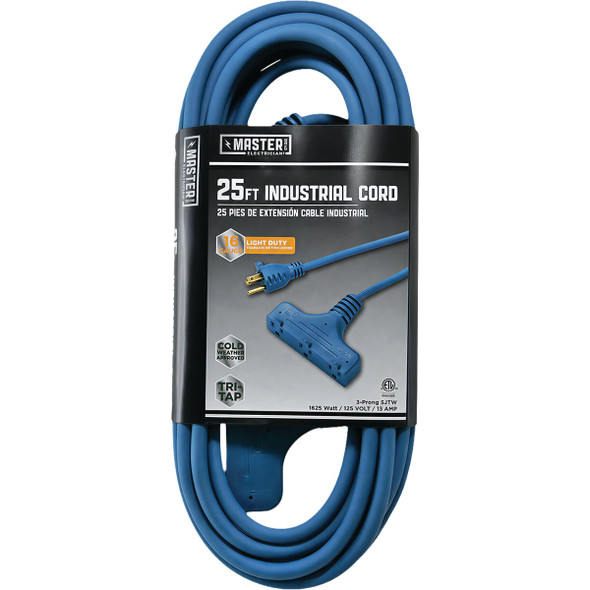 Master Electrician 25 Ft. 16/3 Extension Cord with Power Block RP-JTW163-25X-BL