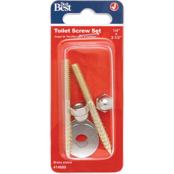 Do it Best 2-1/2 In. x 1/4 In. Brass-Plated Steel Toilet Screws (2 Ct.)