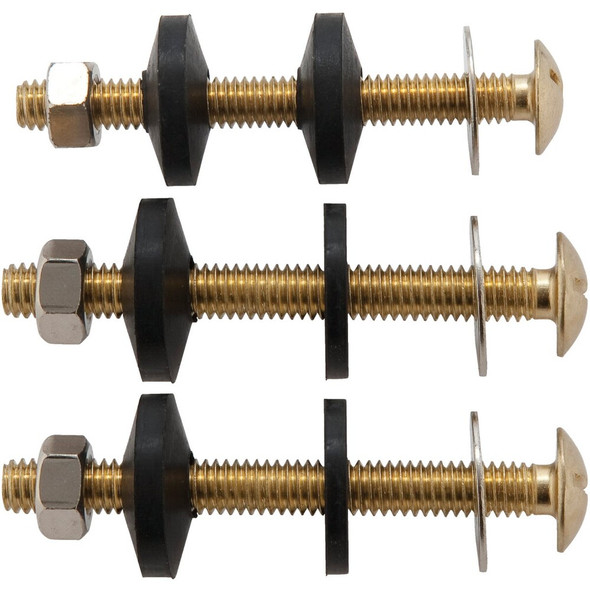 Do it Best 5/16 In. x 3 In. Brass, Sponge Rubber Tank Bolts (3 Pack)