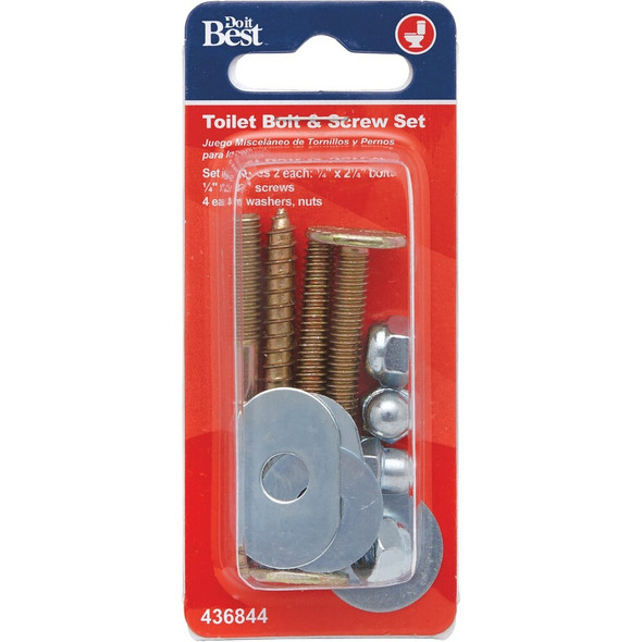 Do it 1-4 In. x 2-1-4 In. Brass-Plated Steel Toilet Screws  436844 436844
