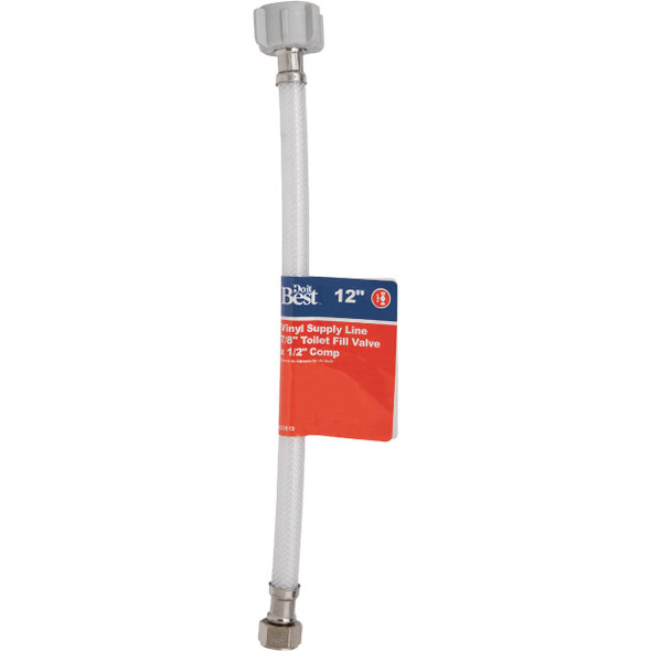 Do it Best 1/2 In. C x 7/8 In. BC x 12 In. L Toilet Connector Do it Best 1/2 In. C x 7/8 In. BC x 12 In. L Toilet Connector