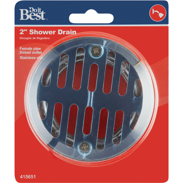 Do it 2 In. Cast Brass Shower Drain with 3-1-2 In. Stainless Steel Strainer 415651 415651