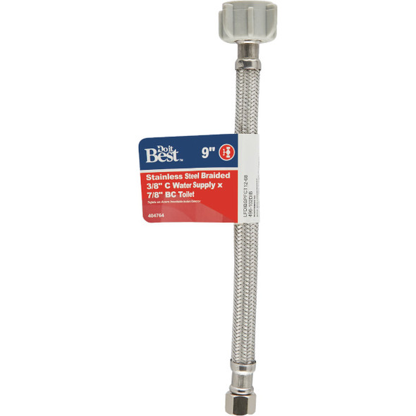 Do it Best 3/8 In. COMP x 7/8 In. BC x 9 In. Braided Stainless Steel Toilet Supply Line