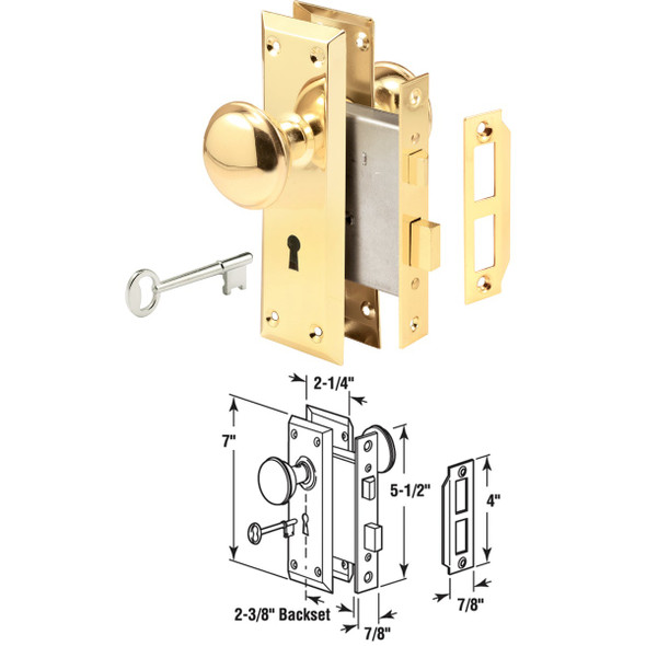 Prime Line Bit Key Mortise Lockset with Knob E 2293