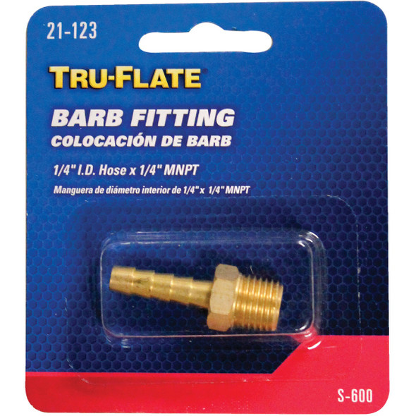 Tru-Flate 1-4 In. Barb 1-4 In. MNPT Brass Hose End 21-123 578835