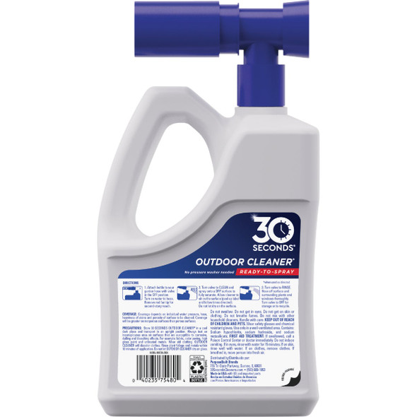 30 seconds Outdoor Cleaner 64 Oz. Ready To Spray Hose End Algae, Mold & Mildew Stain Remover