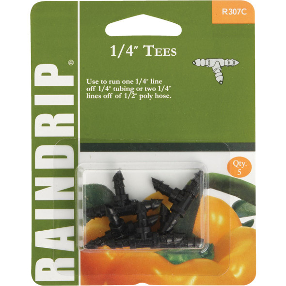 Raindrip 1/4 In. Barb x 1/4 In. Barb Tee (5-Pack) R307CT Raindrip 1/4 In. Barb x 1/4 In. Barb Tee (5-Pack) R307CT