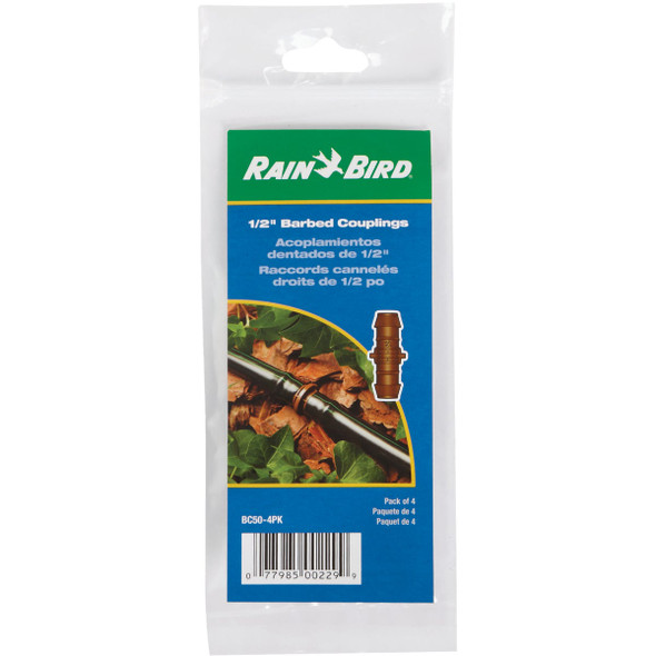 Rain Bird 1/2 In. Tubing Barbed Coupling (4-Pack) BC50-4PS2