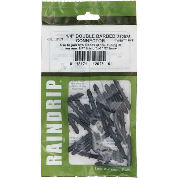 Raindrip 1/4 In. Tubing Barbed Connector Coupling (25-Pack) Raindrip 1/4 In. Tubing Barbed Connector Coupling (25-Pack)