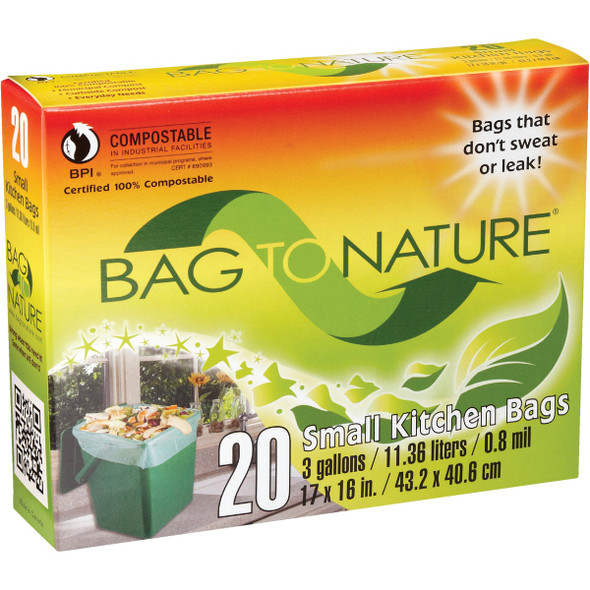 Bag-To-Nature 3 Gal. Compostable Green Trash Bag (20-Count) Bag-To-Nature 3 Gal. Compostable Green Trash Bag (20-Count)