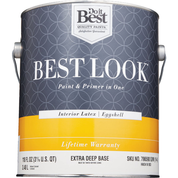 Best Look Latex Premium Paint & Primer In One Eggshell Interior Wall Paint, Extra Deep Base, 1 Gal.