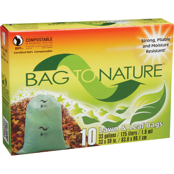 Bag To Nature 33 Gal. Green Compostable Houston Approved Lawn & Leaf Bag (10-Count) Bag To Nature 33 Gal. Green Compostable Houston Approved Lawn & Leaf Bag (10-Count)