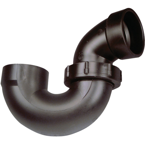 United States Hardware 1-1/2" x 1-1/2" Black ABS Plastic Bathtub P-Trap P-098C