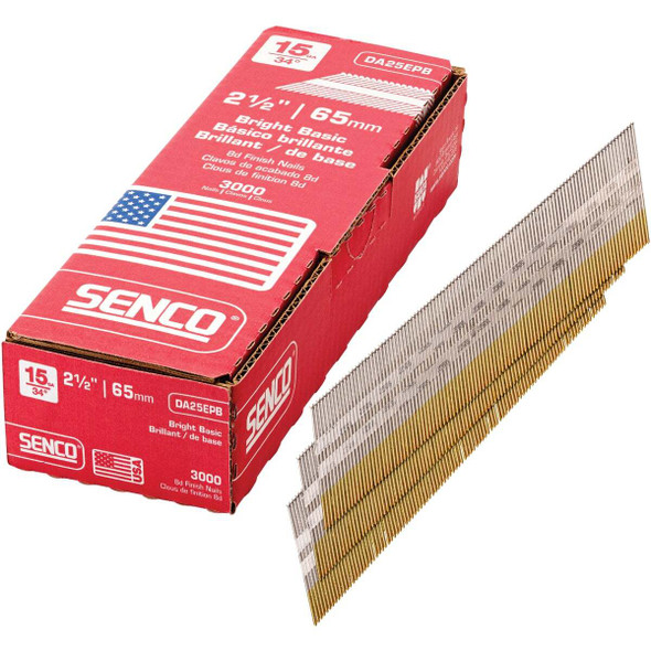 Senco 15-Gauge Bright 34 Degree Angled Finish Nail, 2-1/2 In. (3000 Ct.) DA25EPB