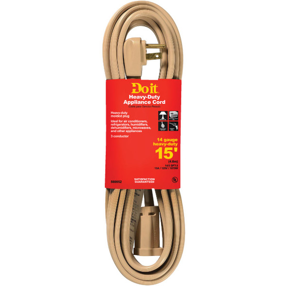 Do it 15 Ft. 14/3 15A Appliance & Air Conditioner Cord Do it 15 Ft. 14/3 15A Appliance & Air Conditioner Cord