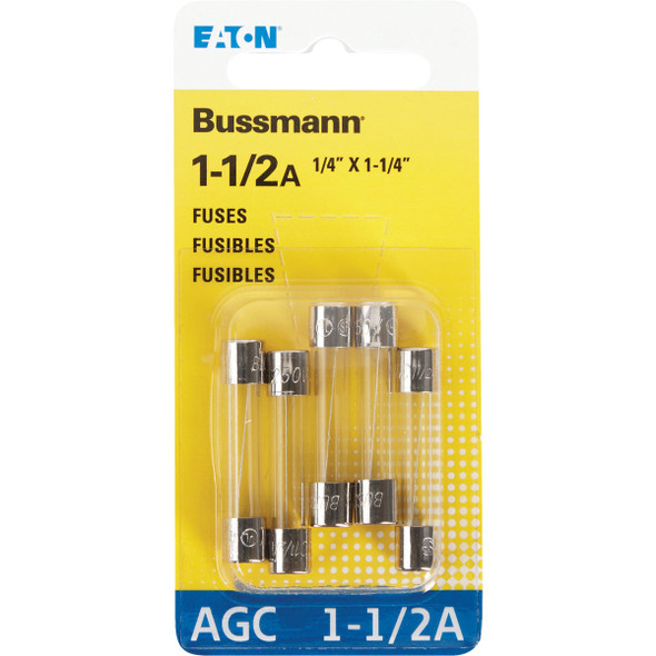Bussmann 1-1-2A 250V AGC Glass Tube Automotive Fuse (5-Pack) BP-AGC-1-1-2-RP 588822