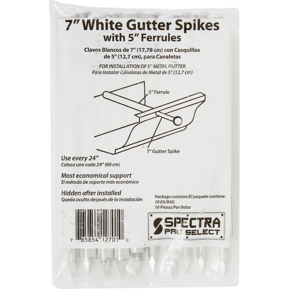 Spectra Metals 7 In. Aluminum White Gutter Spike And Ferrule, (10-Pack) 7SPKCOMBORTW 100528