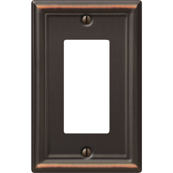 Amerelle Chelsea 1-Gang Stamped Steel Rocker Decorator Wall Plate, Aged Bronze Amerelle Chelsea 1-Gang Stamped Steel Rocker Decorator Wall Plate, Aged Bronze