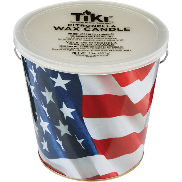 Tiki 16 Oz. 1-Wick American Flag Citronella Candle Bucket 1412122