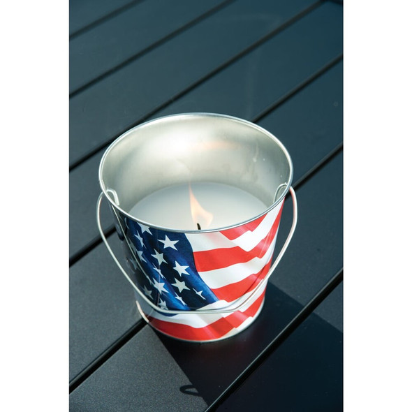 Tiki 16 Oz. 1-Wick American Flag Citronella Candle Bucket 1412122 740272